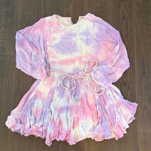 Pastel Tie-Dye Dress with Belt